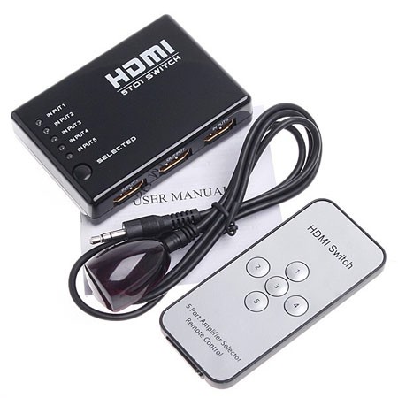 5 Port 1080P Video HDMI Switch Switcher Splitter for HDTV PS3 DVD with IR Remote C1183
